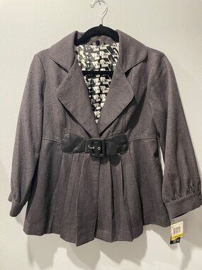 zinc Charcoal Gray Pleated Belted Blazer NWT